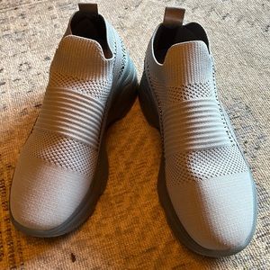 NEW Bebe slip on sneakers, grey size 7, rhinestones, stretch nylon